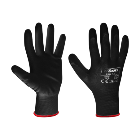 GUANTI DA LAVORO NERO Tag.L NYLON E POLIURETANO II CAT. (12paia)