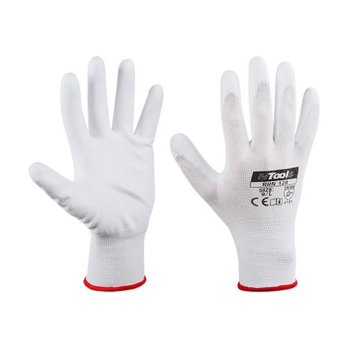 GUANTI DA LAVORO BIANCO Tag.L NYLON E POLIURETANO (12paia)